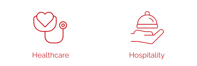healthcare, hospitality