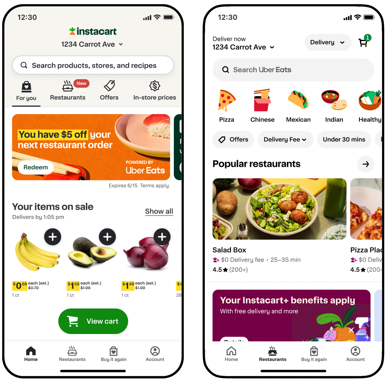 Instacart Uber app