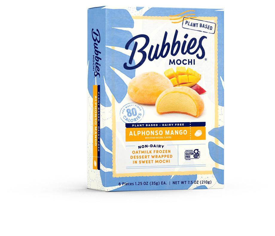 Bubbies Mochi Ice Cream - Plant-Based Alphonso Mango Mochi