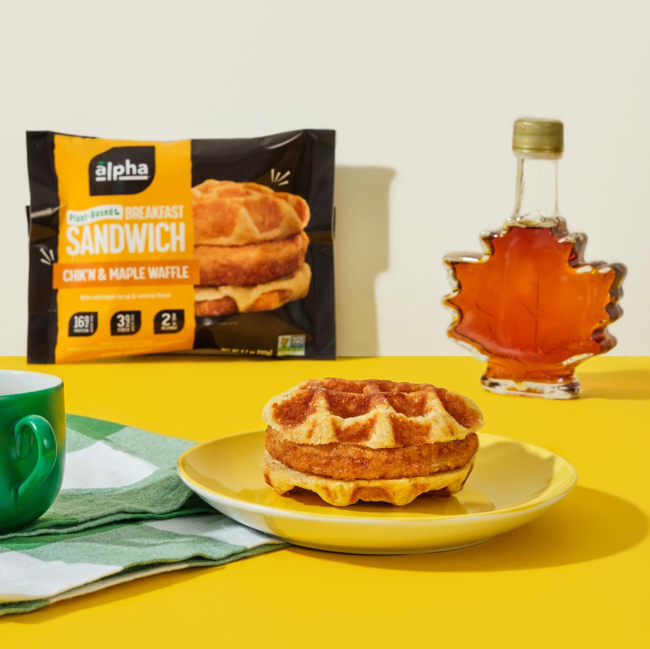 Alpha Foods Chik'n Maple Waffle Breakfast Sandwich Main Image