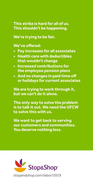 Stop & Shop Runs Strike-Related Ad in New England Newspapers