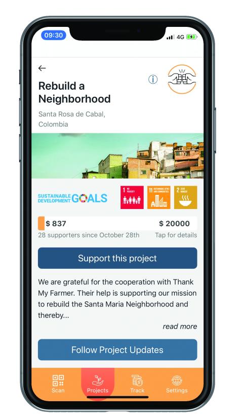 Farmer Connect's Thank My Farmer app lets consumers financially support sustainability projects in the regions where their coffee was produced.