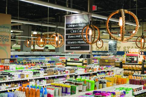 Meyda Lighting often creates unique fixtures for its supermarket clients, as seen below