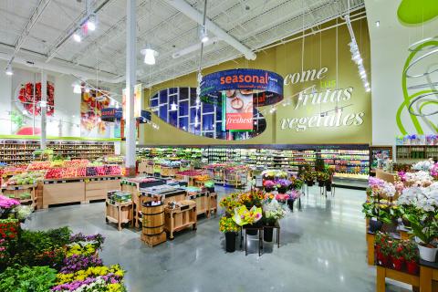LED lights at The Fresh Market in Doral, Fla., are part of the store design by api(+).