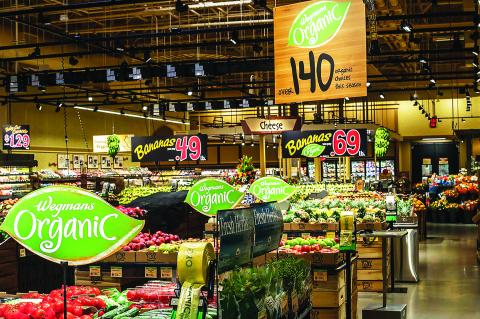 Wegmans Food Markets' sustainable packaging includes recyclable produce bags made from renewable plant-based materials.