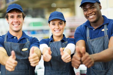 happy fast food worker