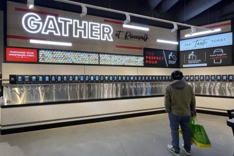 a group of people in a subway station