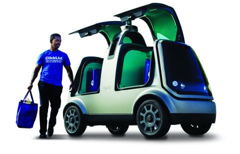 a person in a green car
