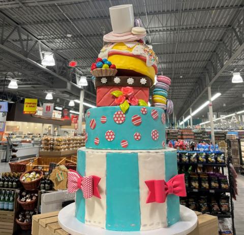 Hy-Vee goes big on bakery, with a cake decorator station, patisserie, ordering kiosk and artful displays. 