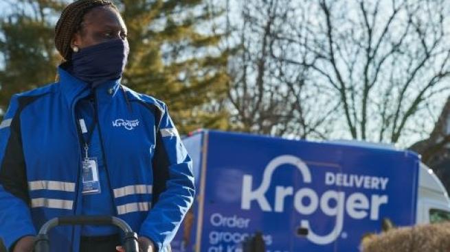 Kroger Delivery Truck and team member 