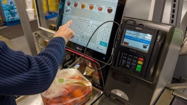 self-checkout at grocery