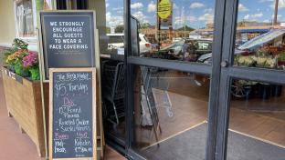 a sign above a store