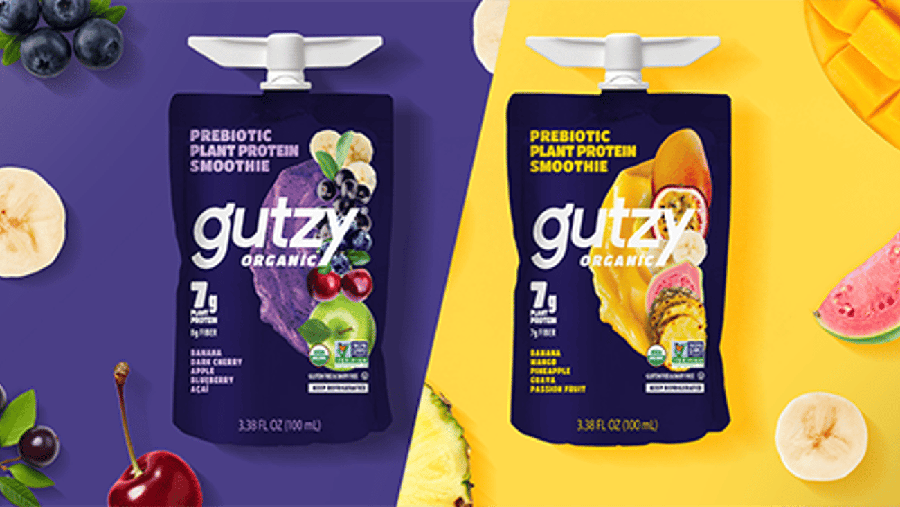 gutzy Organic Prebiotic Plant Protein Smoothie Pouches Teaser