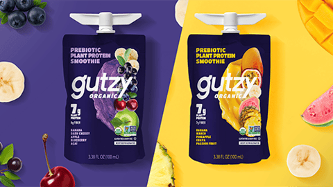 gutzy Organic Prebiotic Plant Protein Smoothie Pouches Teaser