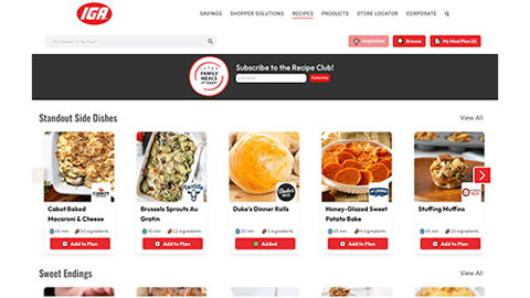 IGA Grocery Shopii Meals Made Easy Recipe Platform Teaser