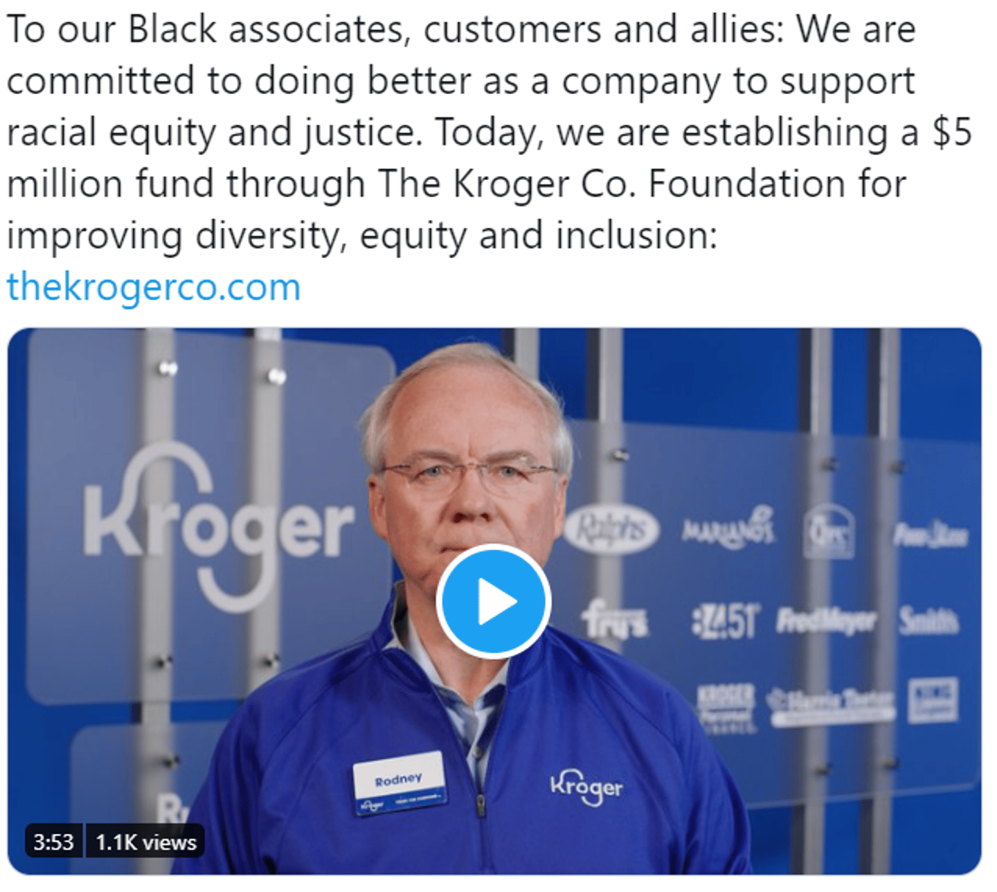 Kroger CEO Weighs In on Racial Injustice