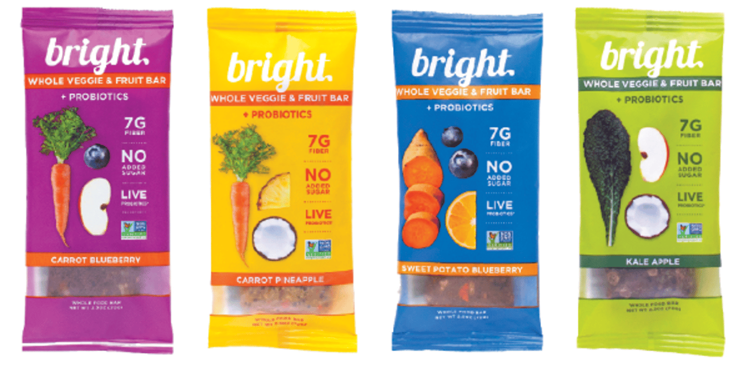 Bright Foods offers a colorful array of Whole Veggie & Fruit Bars for on-the-go consumers.