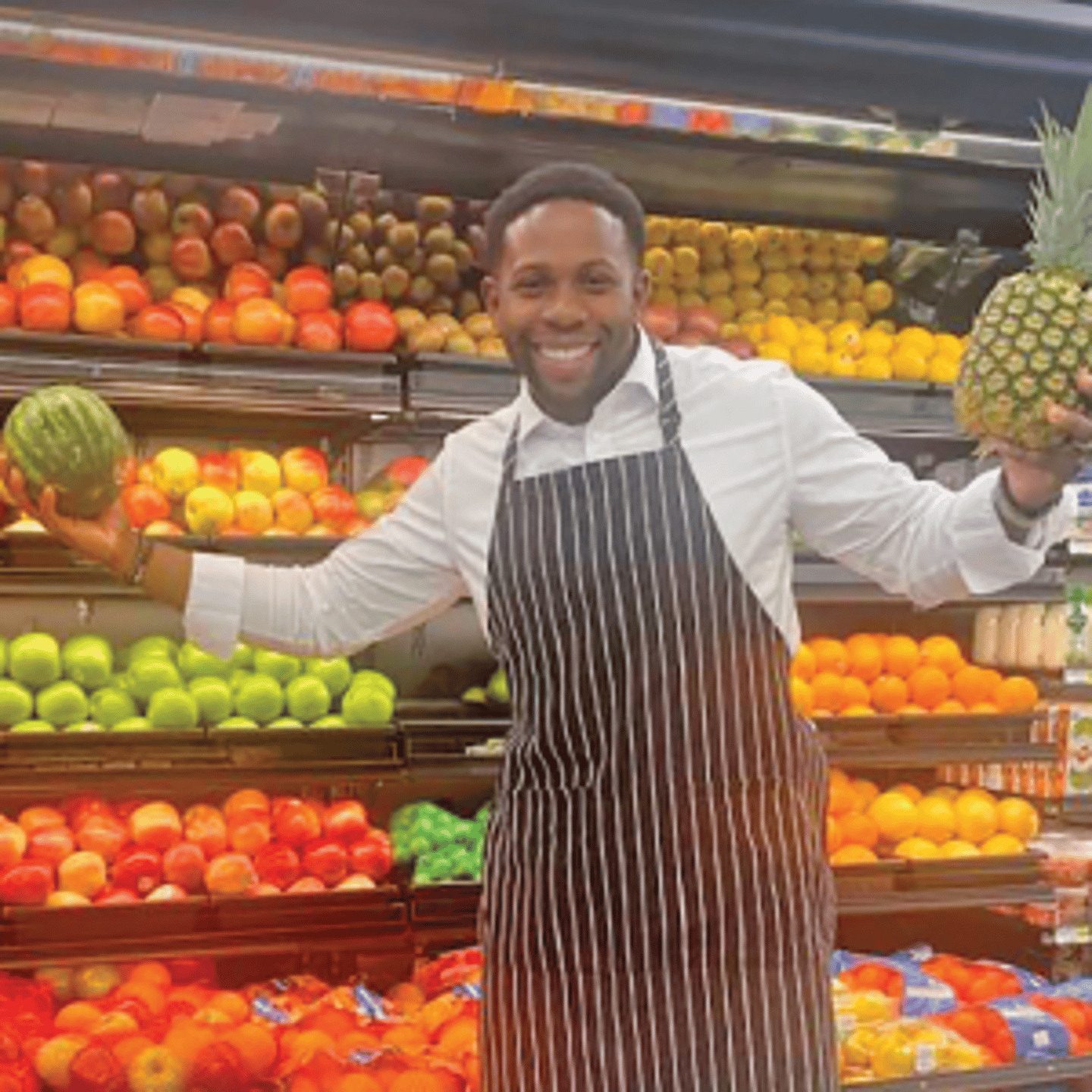 a variety of fresh fruit and vegetables on display in a store