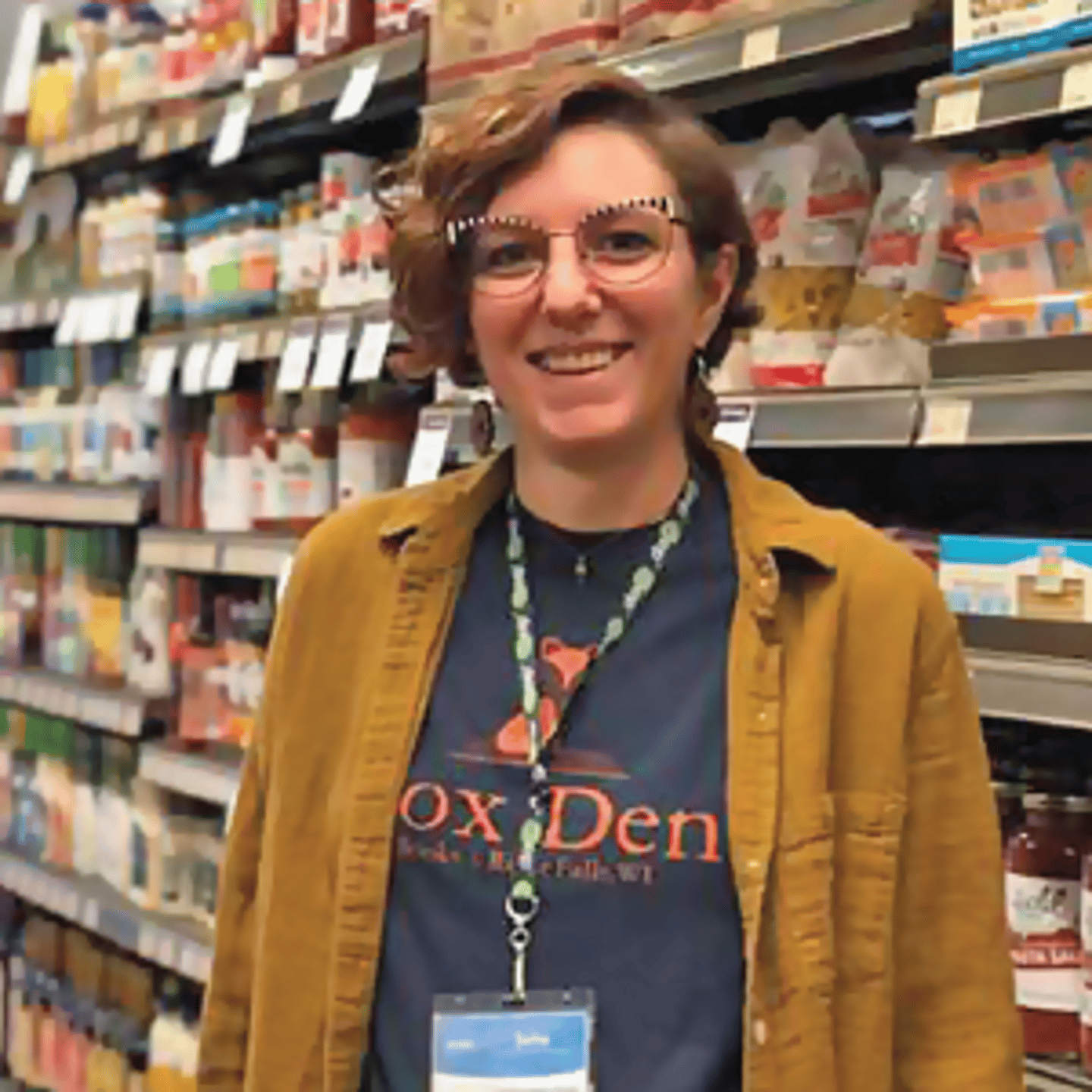 a person standing in front of a store