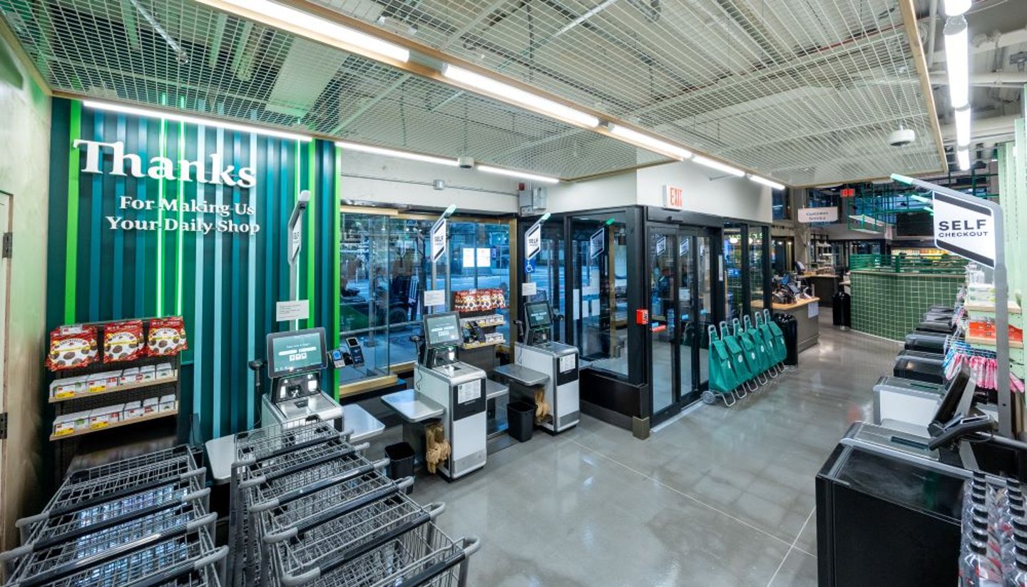 Self-checkout, as shown at Whole Foods Market’s Daily Shop