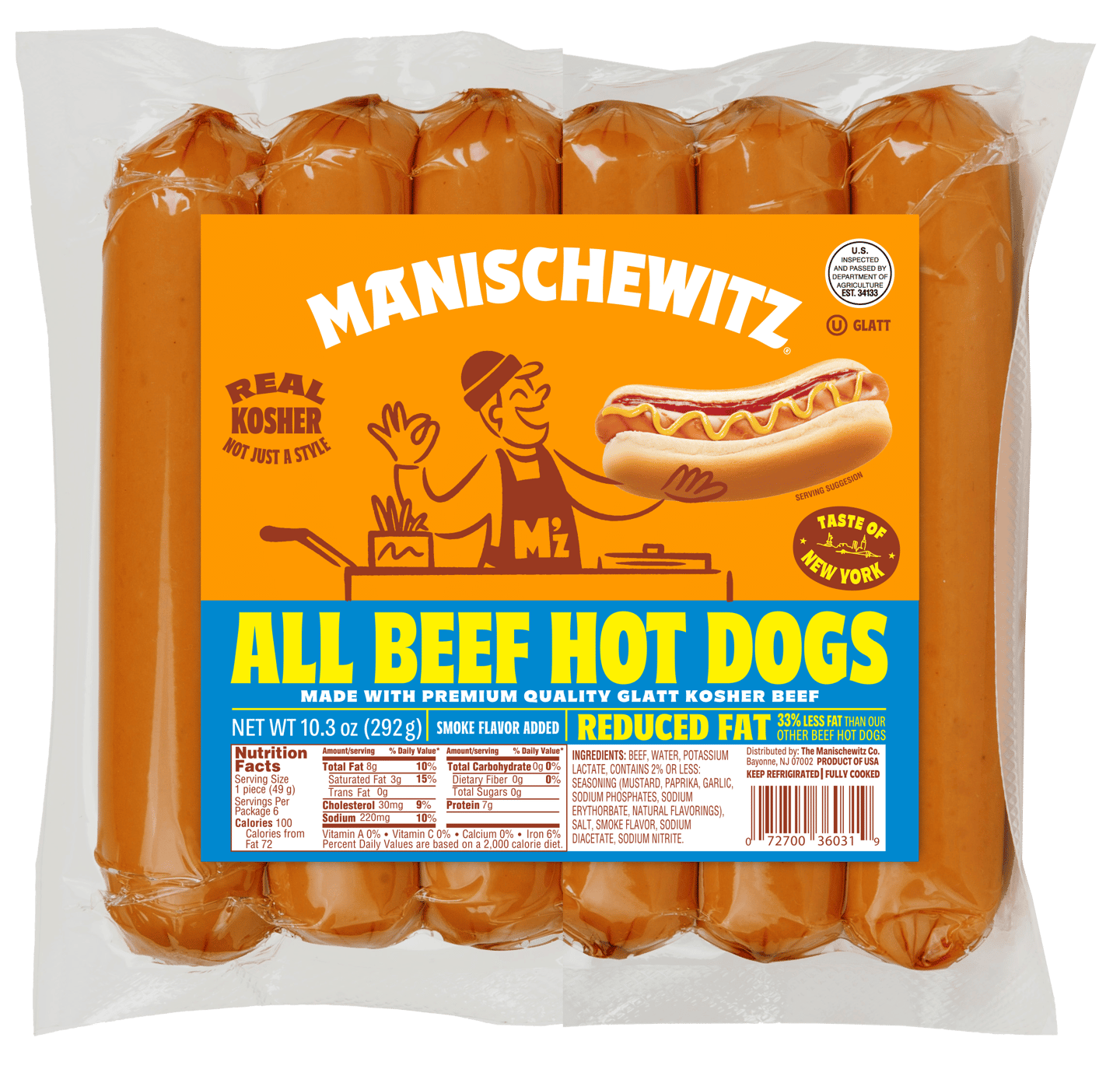 Manischewitz New York Style All-Beef Hot Dogs Main Image