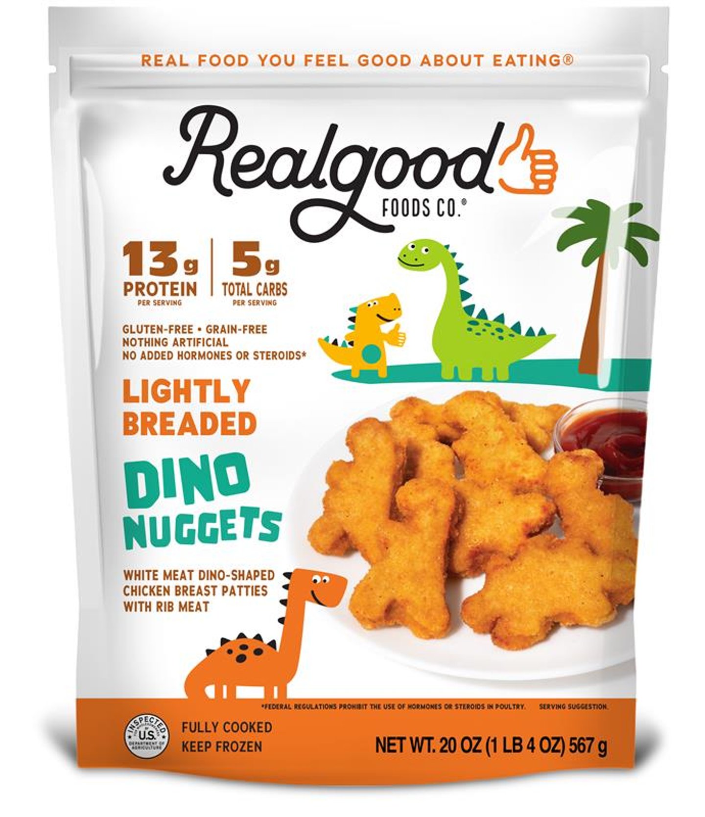Real Good Foods Lightly Breaded Dino Nuggets in Package Main Image