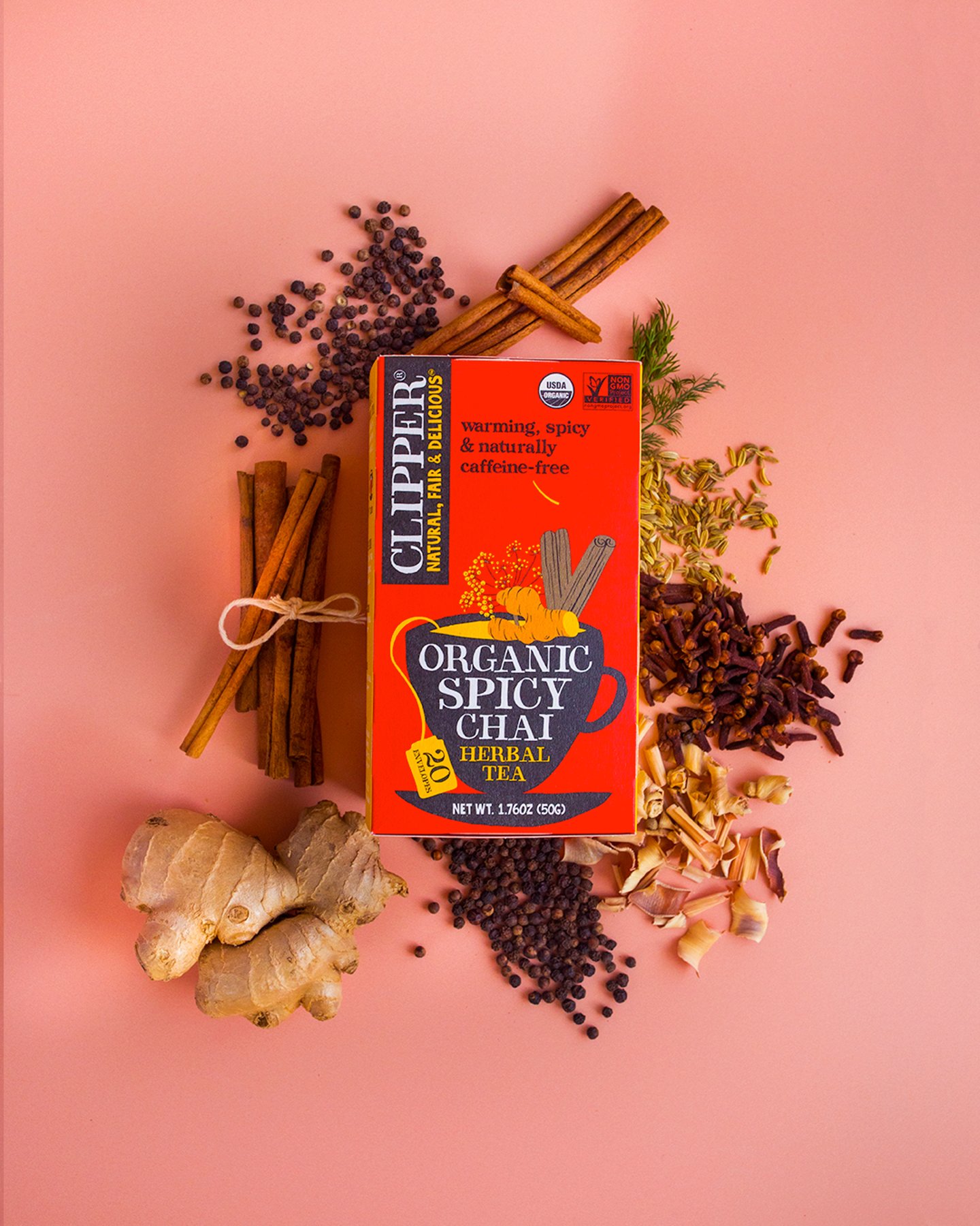 Clipper Tea Organic Spicy Chai Herbal Tea Main Image