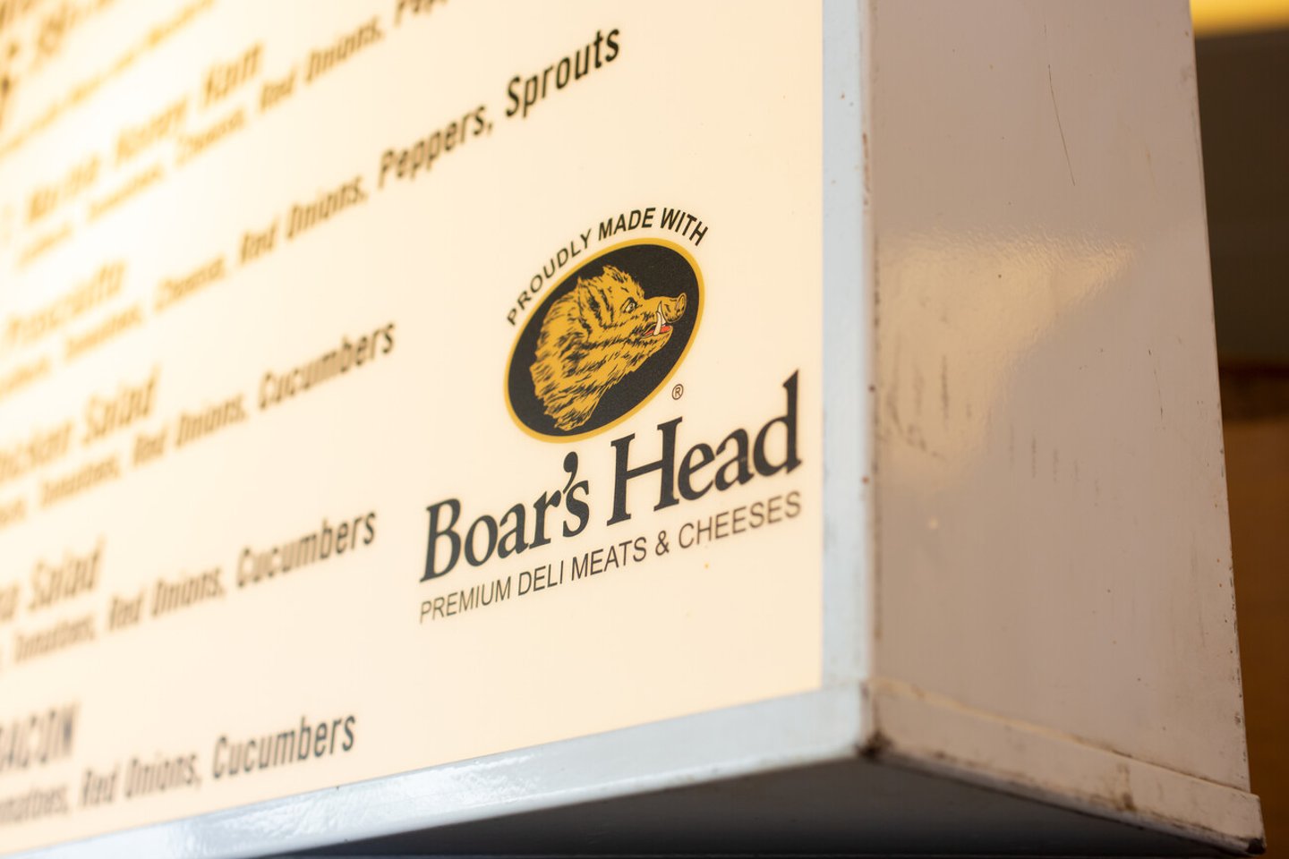 Los Angeles, California, United States - 06-17-2020: A view of the Boar's Head logo on the corner of a restaurant menu sign.; Shutterstock ID 1758369443