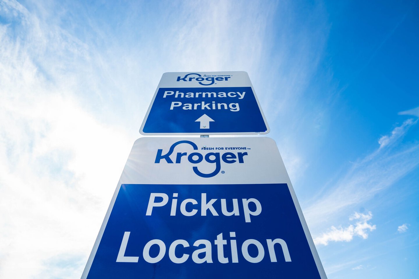 Mt. Carmel, Ohio / USA - March 30 2020: Pharmacy Parking and Pickup signage at the first Kroger Pickup (Location Only). Helpful to due to COVID-19 pandemic. ; Shutterstock ID 1689059920